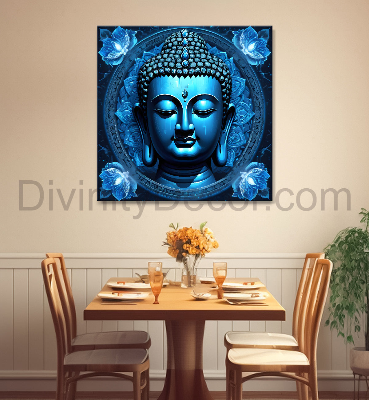 Dark blue Buddha painting 24x24 inch Buddha-S-57