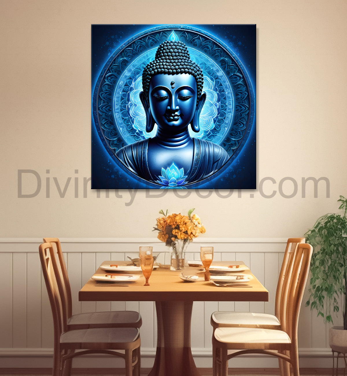 Dark blue Buddha painting 24x24 inch Buddha-S-58