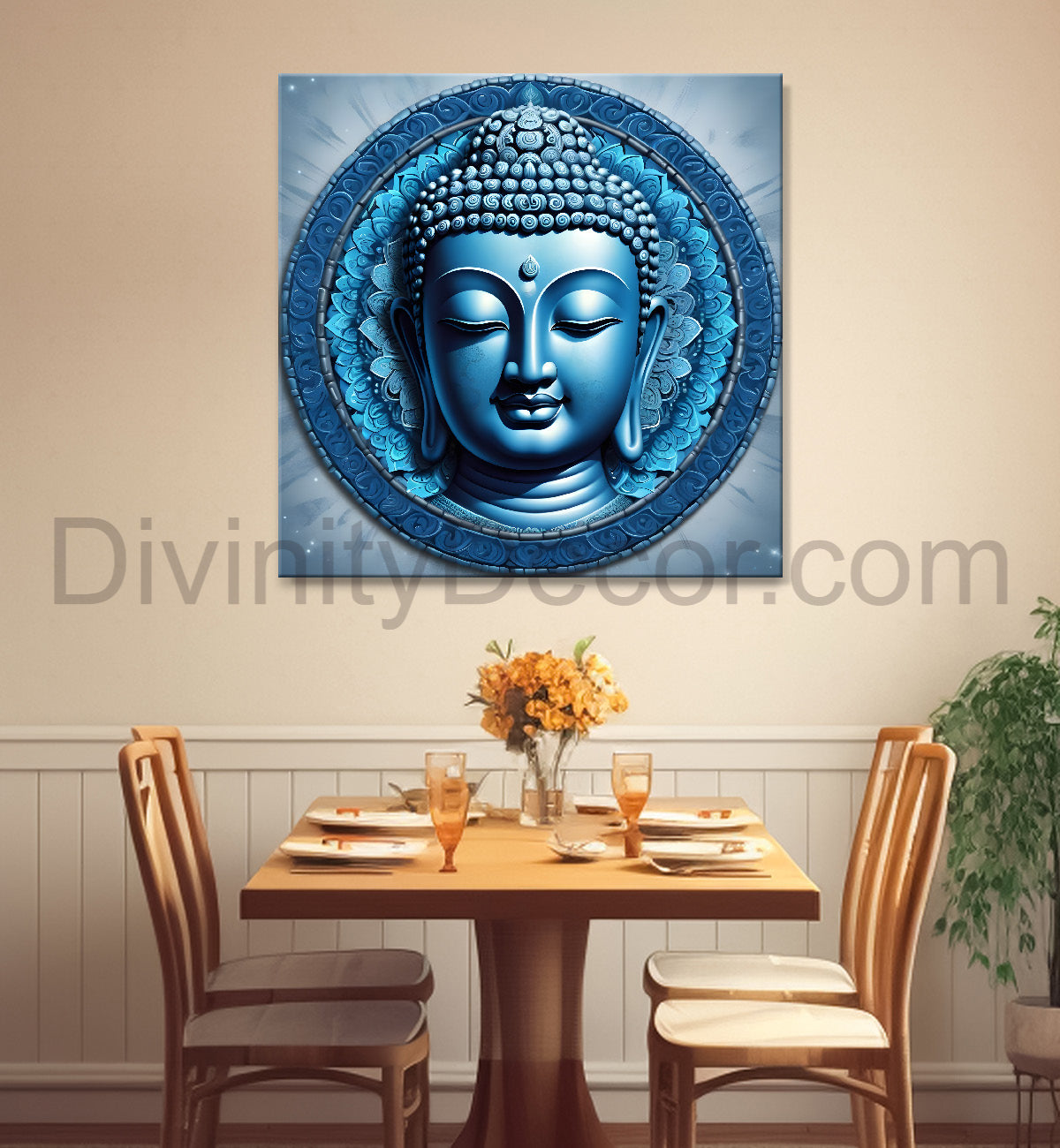 Dark blue Buddha painting 24x24 inch Buddha-S-59