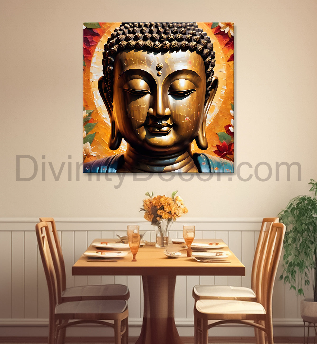 Golden buddha face painting 24x24 inch Buddha-S-67