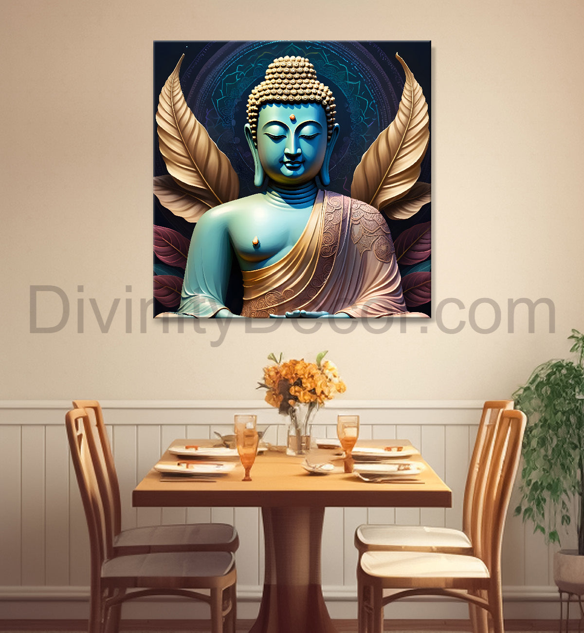 Blue golden theme buddha painting 24x24 inch Buddha-S-78