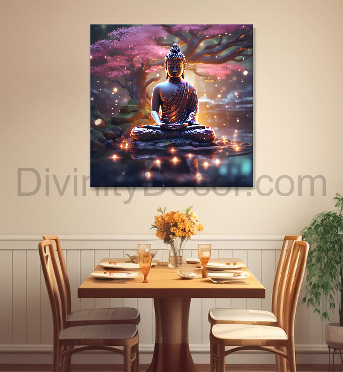 Lord Buddha sitting on lotus under water 24x24 inch Buddha-S-113