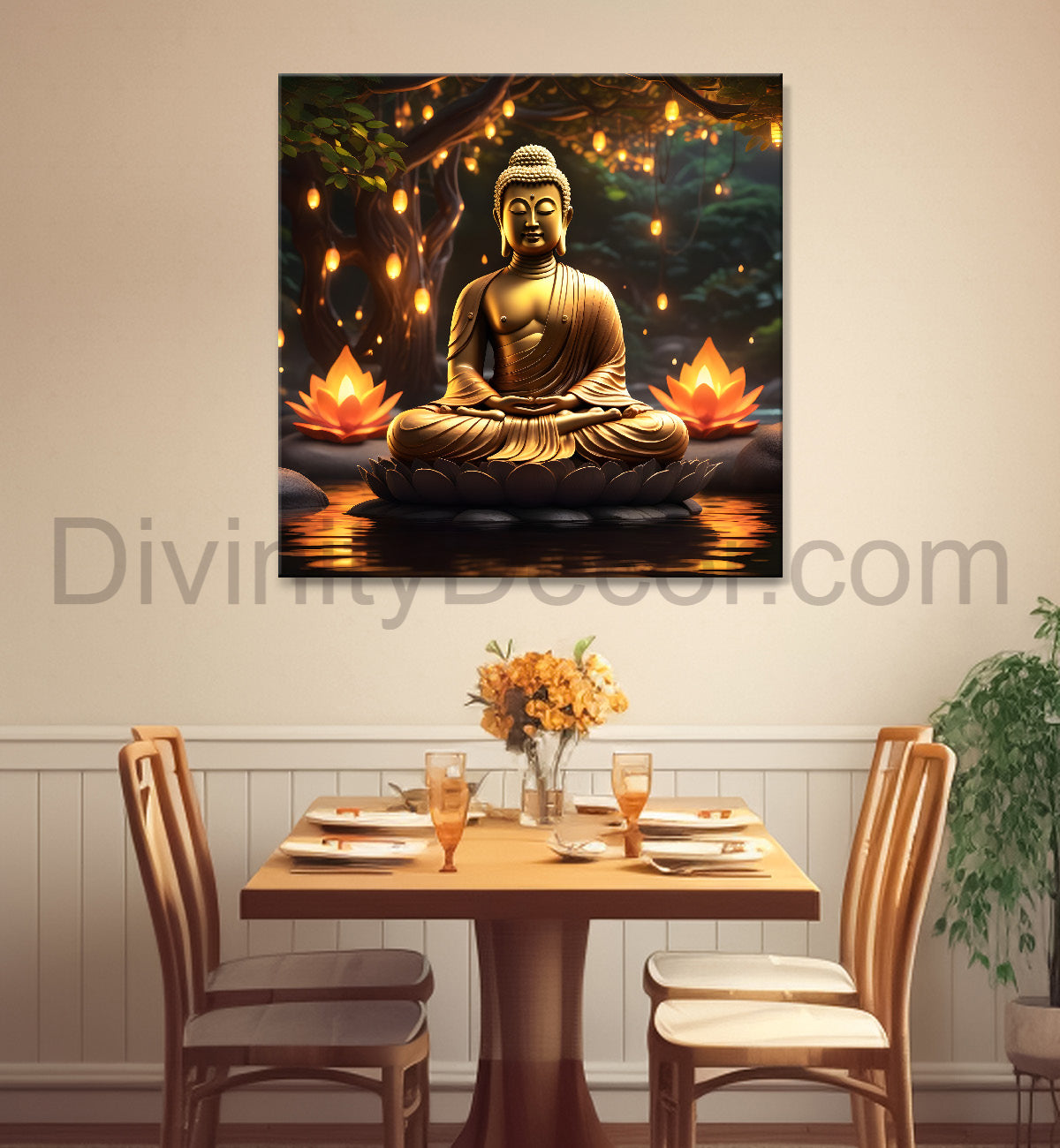 Lord Buddha sitting on lotus under water 24x24 inch Buddha-S-115
