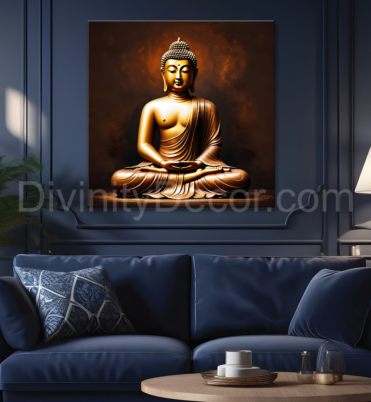 Golden Buddha with Dark brown Background painting 24x24 inch Buddha-S-14