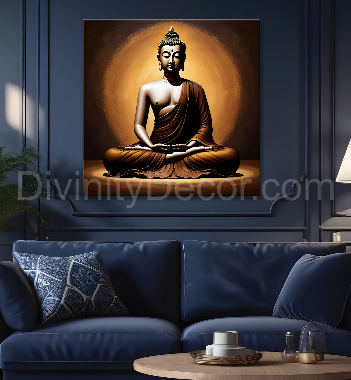 Golden Buddha with Dark brown Background painting 24x24 inch Buddha-S-15