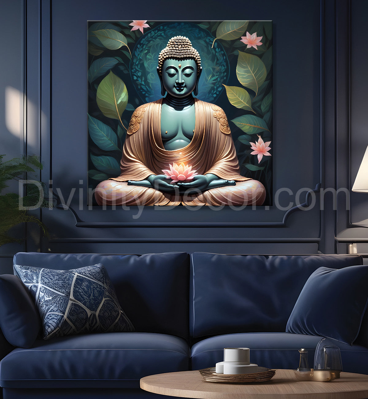 Pestal color buddha painting with lotus flower 24x24 inch Buddha-S-18