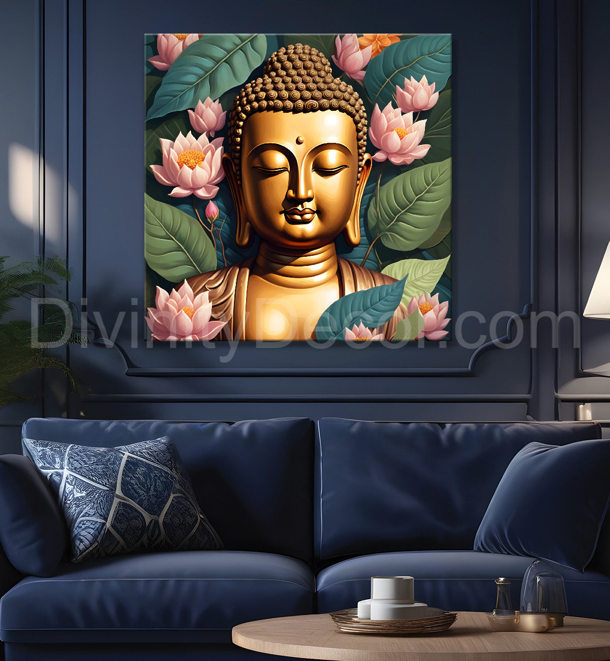 Pestal color buddha painting with lotus flower 24x24 inch Buddha-S-21