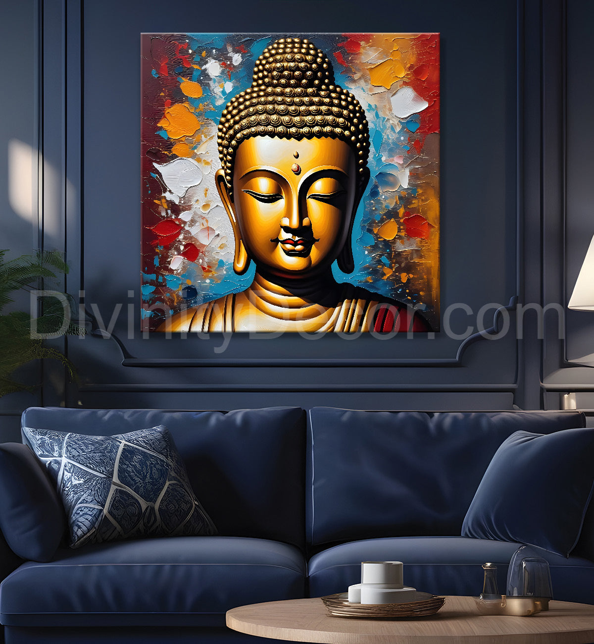 Golden Buddha Painting with textured color 24x24 inch Buddha-S-35