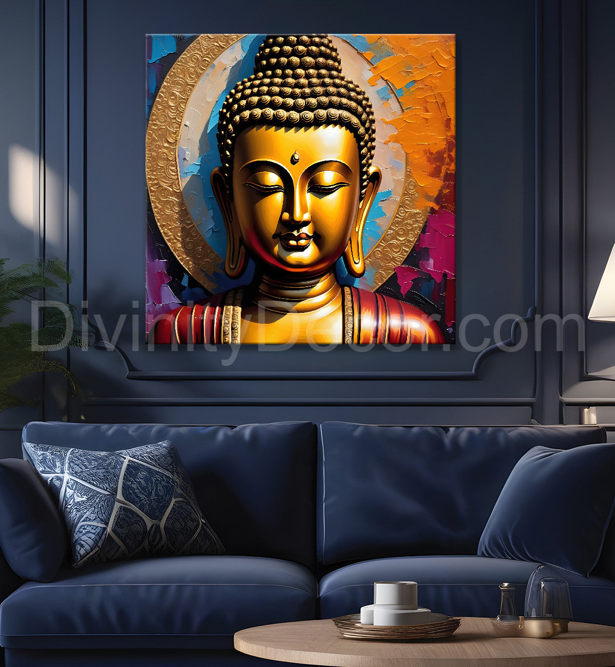 Golden Buddha Painting with textured color 24x24 inch Buddha-S-36