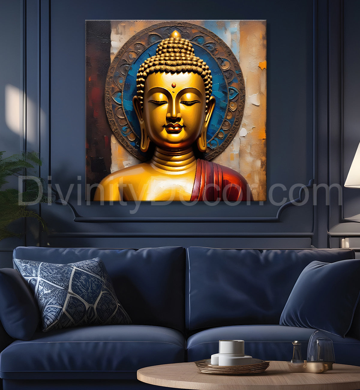 Golden Buddha Painting with textured color 24x24 inch Buddha-S-37