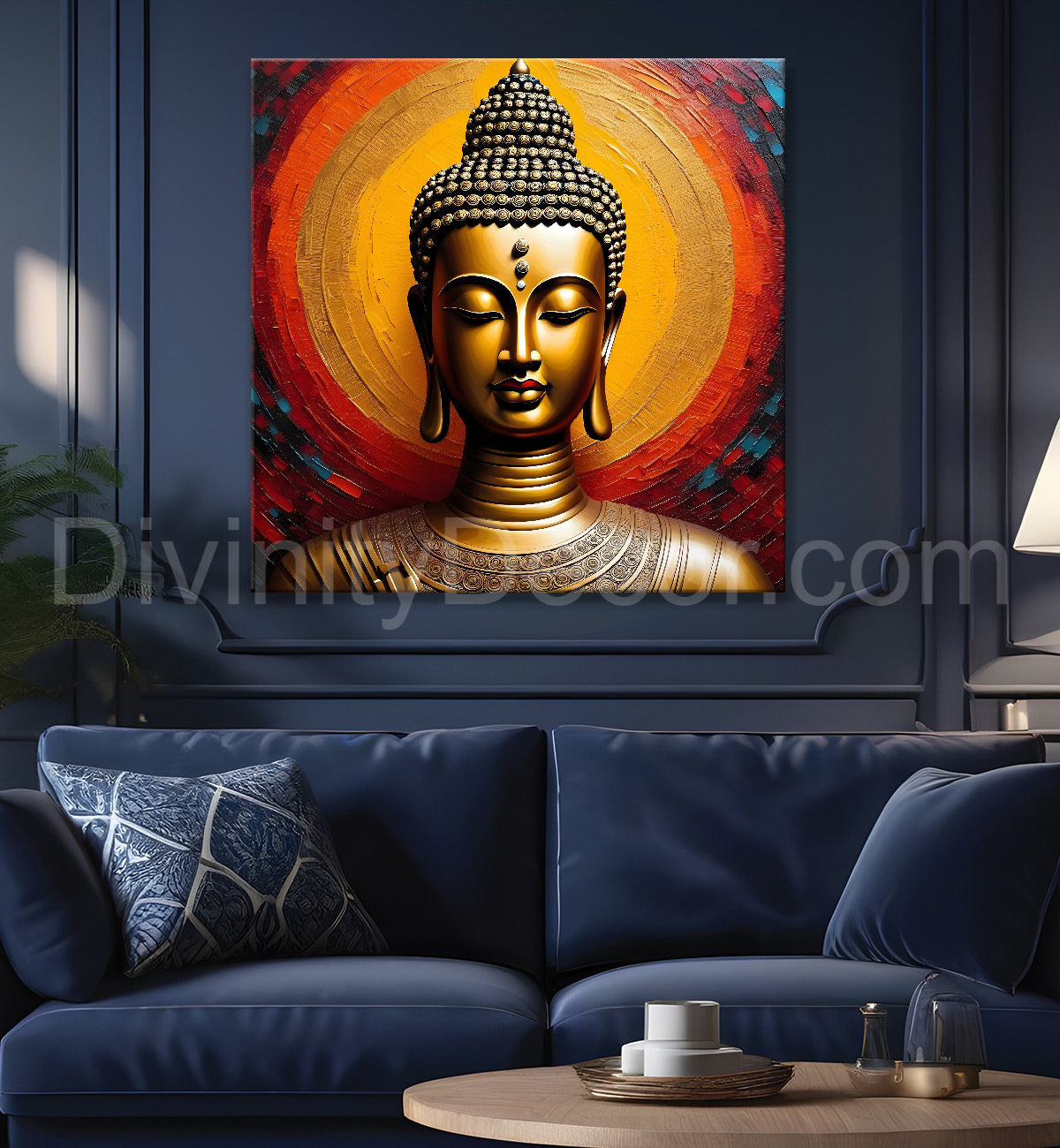 Golden Buddha Painting with textured color 24x24 inch Buddha-S-38