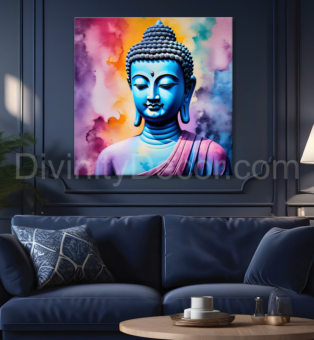 Buddha Painting vibrant water color 24x24 inch Buddha-S-40