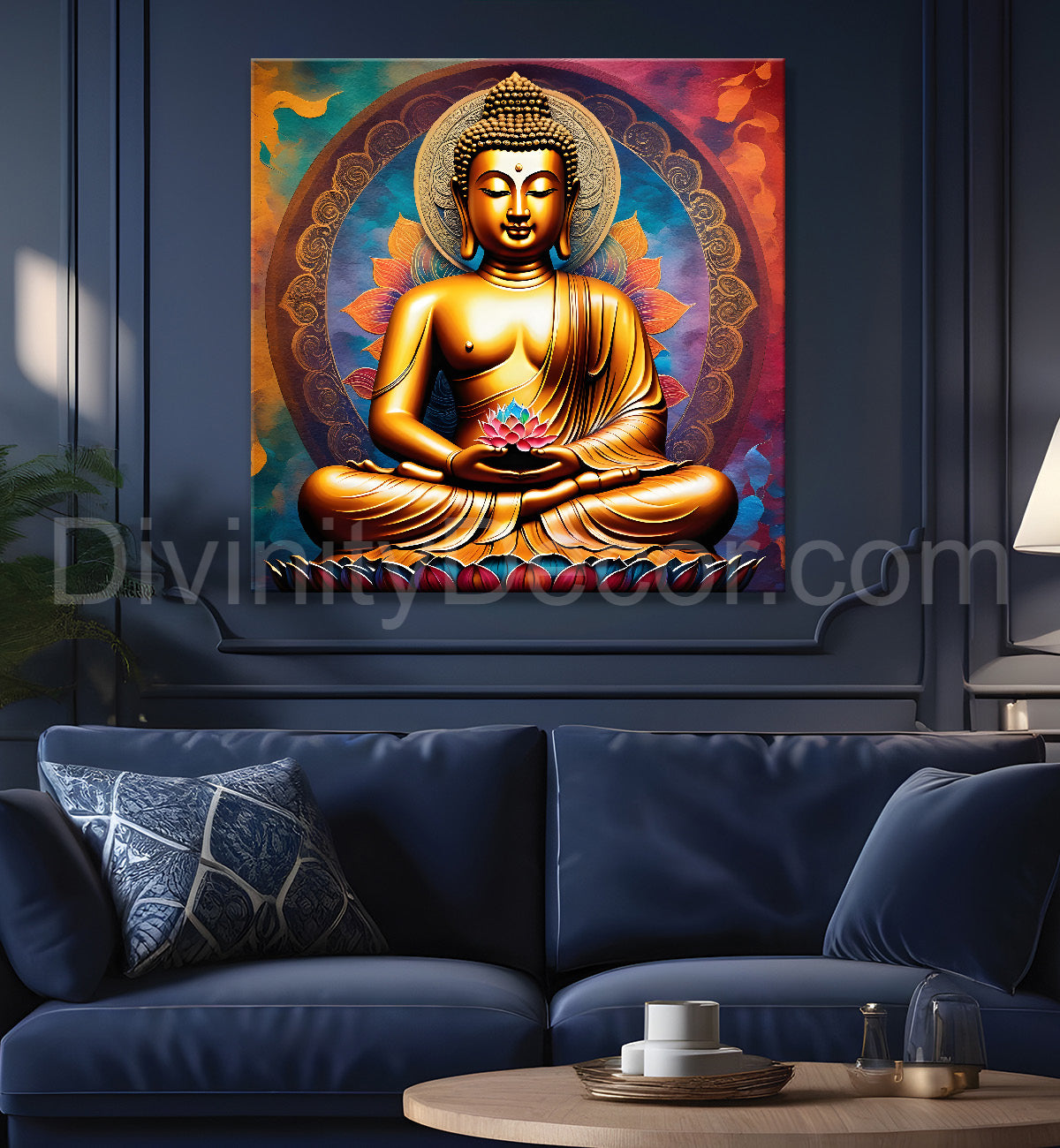 Golden Buddha Painting with textured color 24x24 inch Buddha-S-41