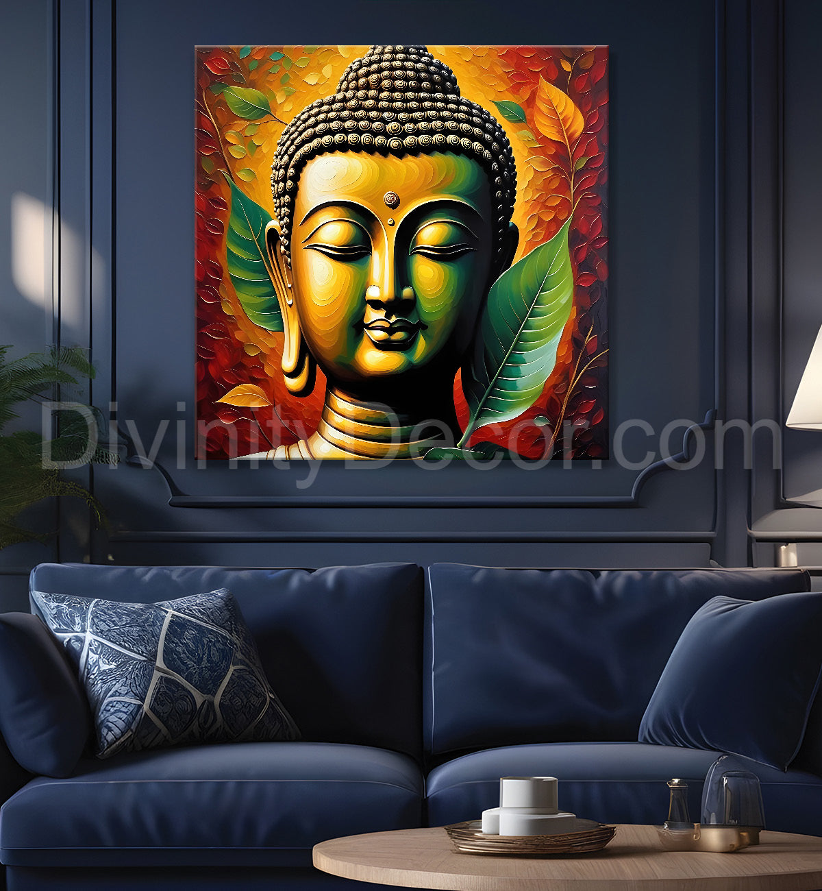 Golden Buddha Painting with textured color 24x24 inch Buddha-S-43