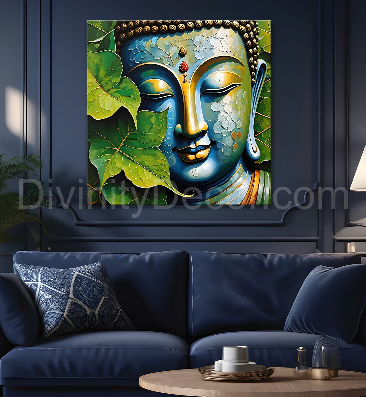 Golden Buddha Painting with textured color 24x24 inch Buddha-S-46