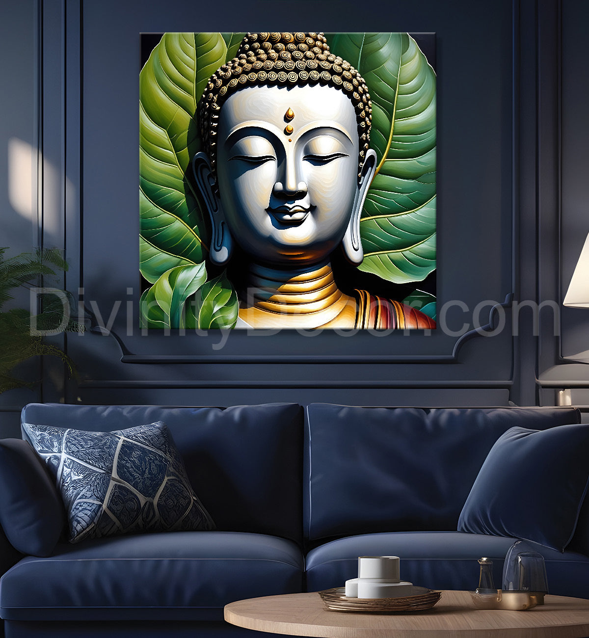 Golden Buddha Painting with textured color 24x24 inch Buddha-S-47