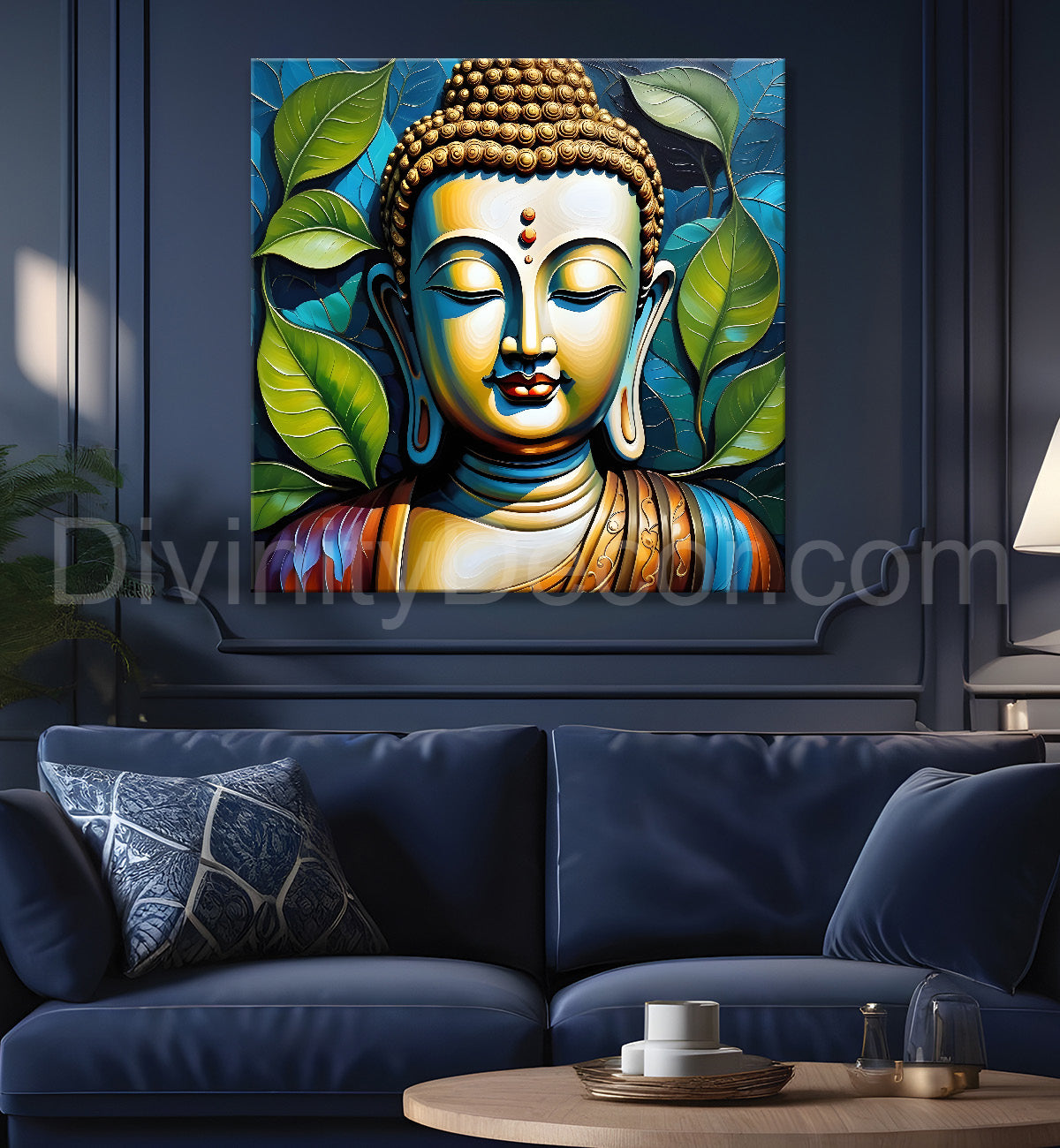 Golden Buddha Painting with textured color 24x24 inch Buddha-S-48