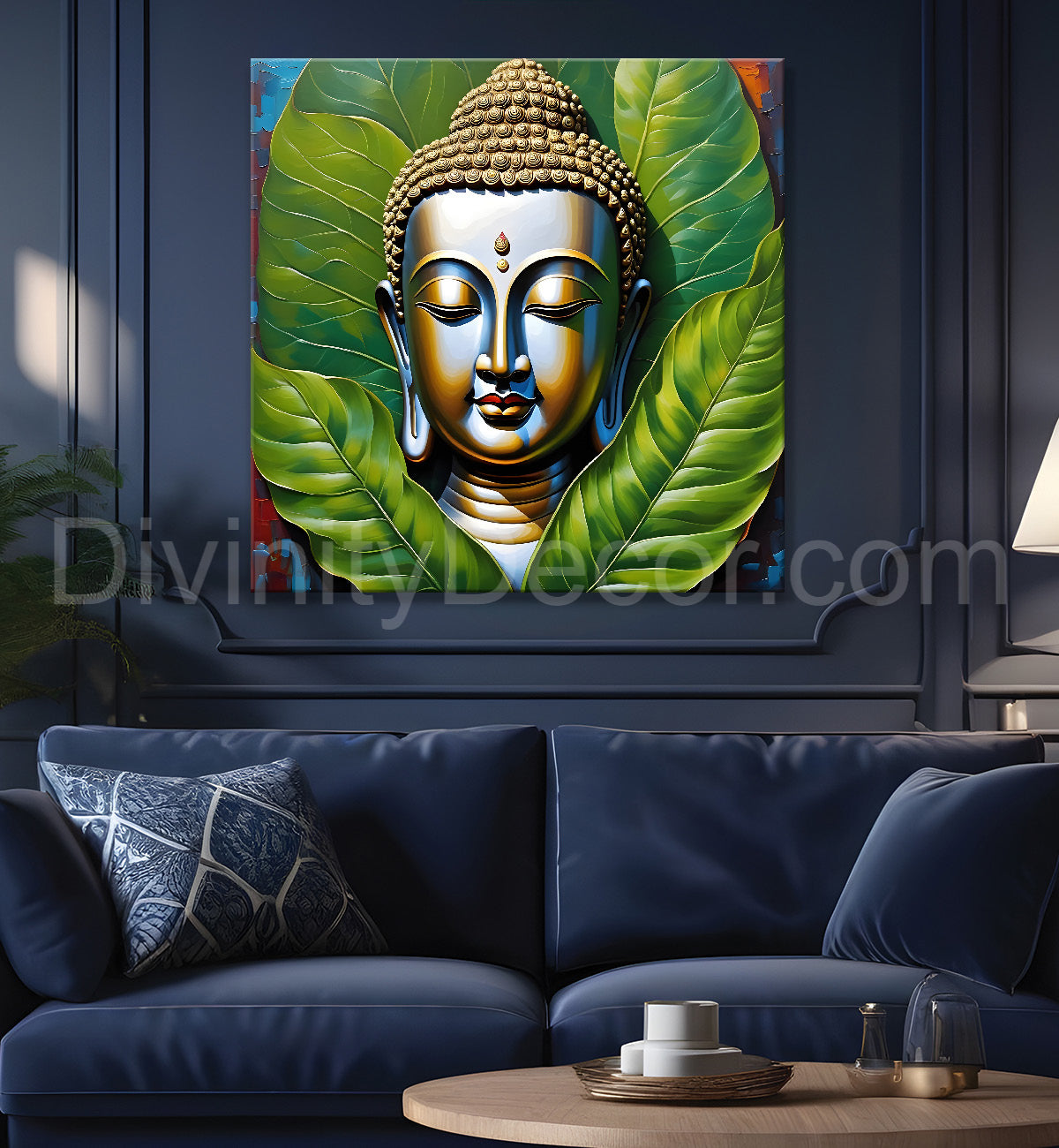 Golden Buddha Painting with textured color 24x24 inch Buddha-S-49