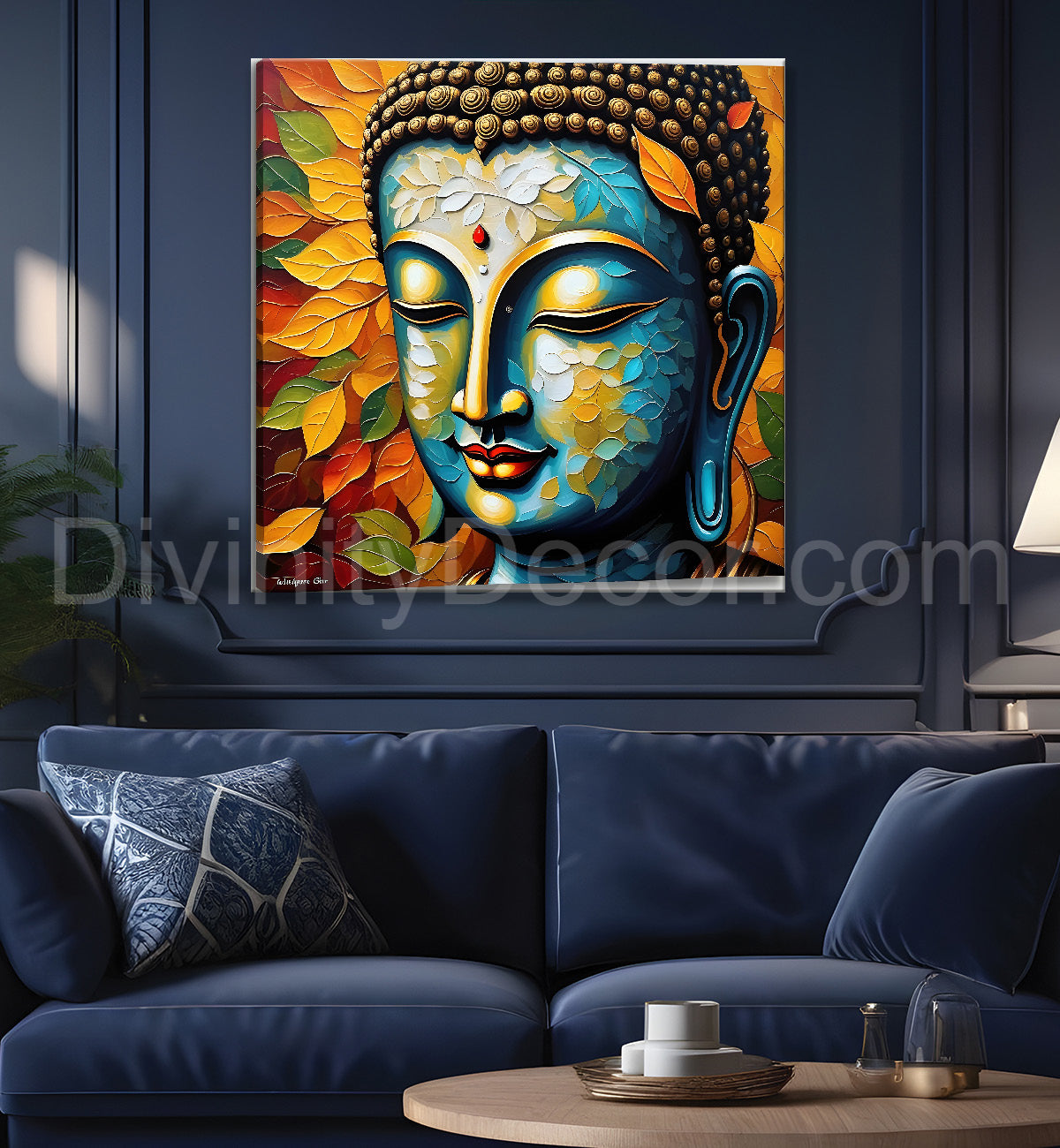 Golden Buddha Painting with textured color 24x24 inch Buddha-S-50