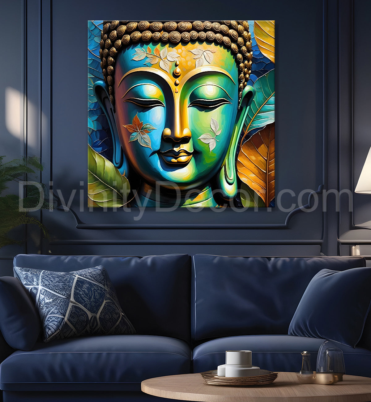 Golden Buddha Painting with textured color 24x24 inch Buddha-S-53