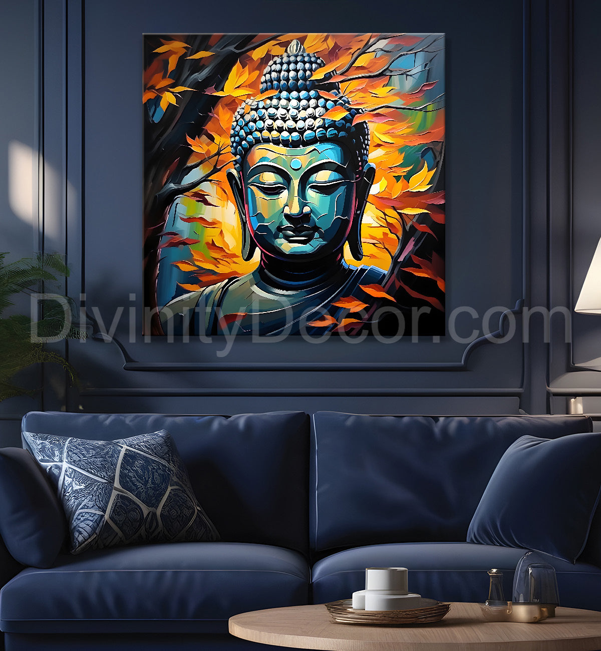Golden Buddha Painting with textured color 24x24 inch Buddha-S-55