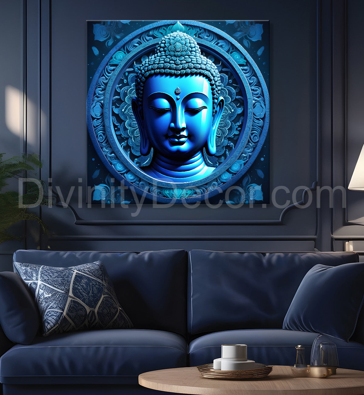 Dark blue Buddha painting 24x24 inch Buddha-S-56