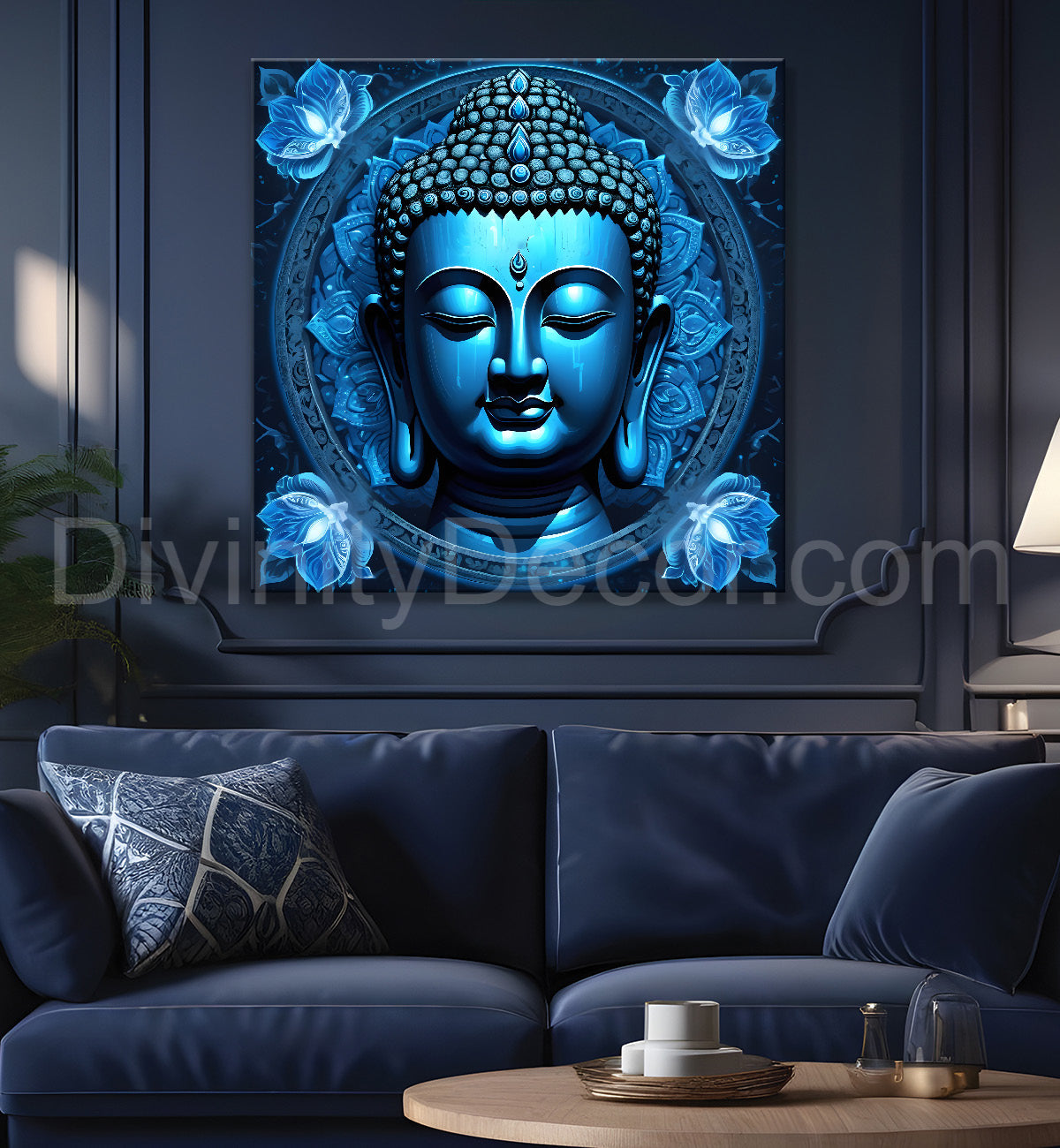 Dark blue Buddha painting 24x24 inch Buddha-S-57