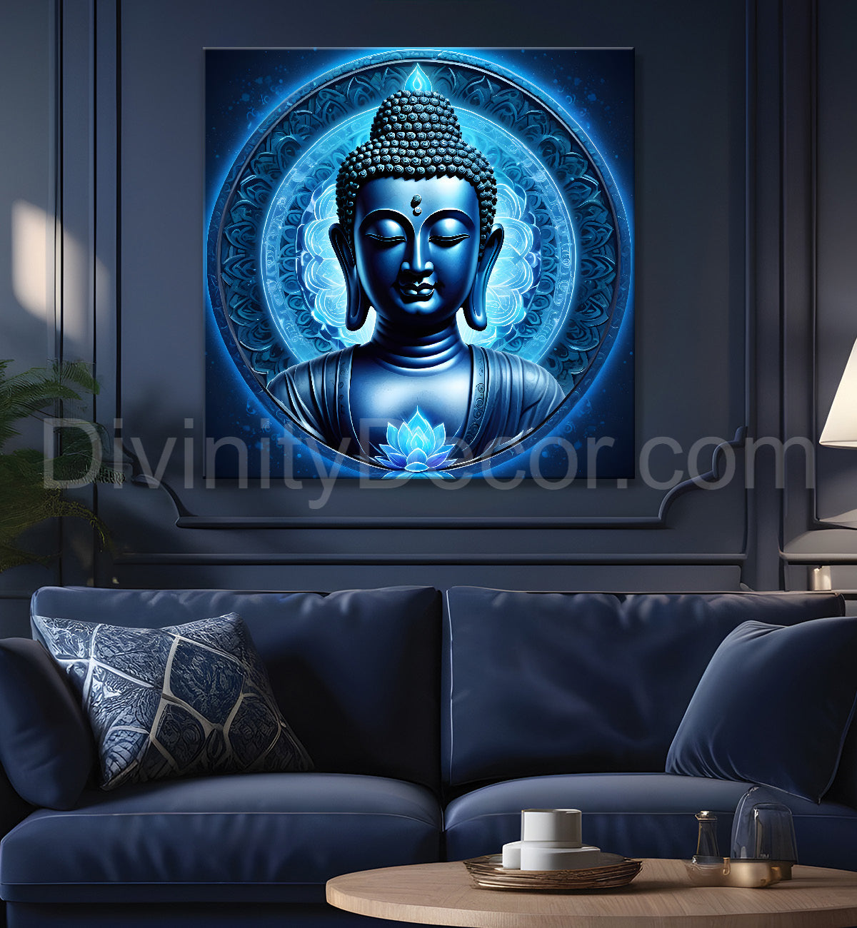 Dark blue Buddha painting 24x24 inch Buddha-S-58