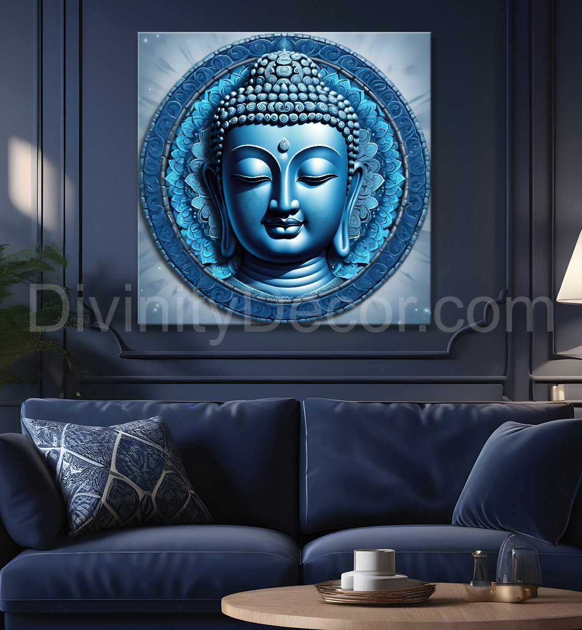 Dark blue Buddha painting 24x24 inch Buddha-S-59