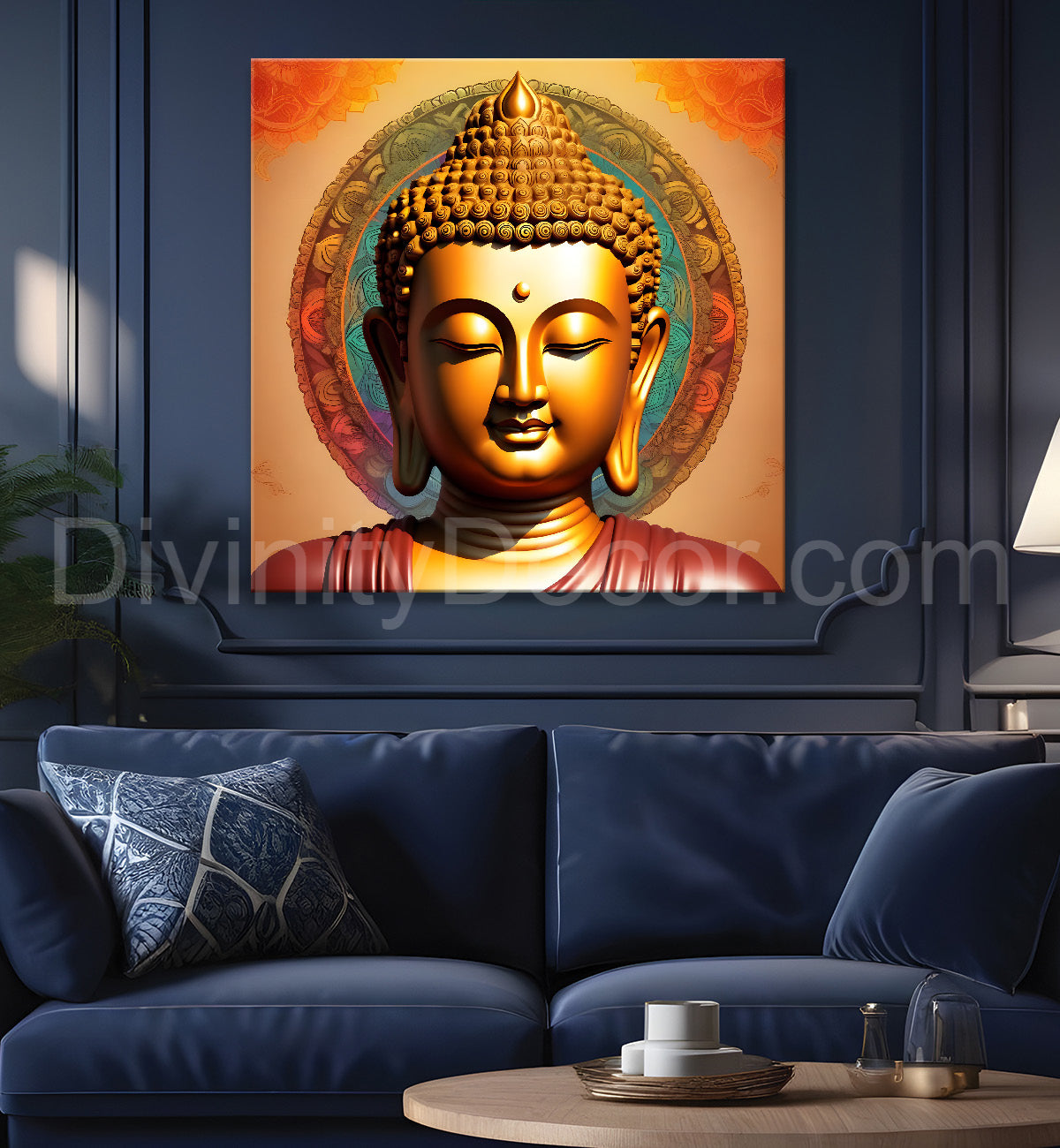 Golden buddha with mandala painting 24x24 inch Buddha-S-61