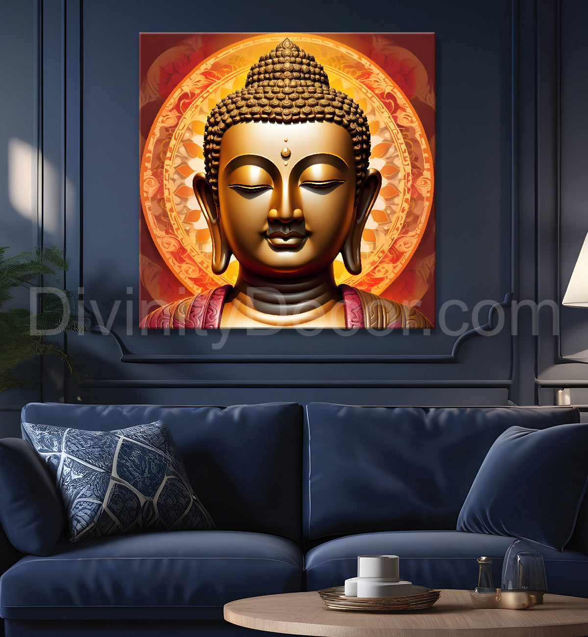 Golden buddha with mandala painting 24x24 inch Buddha-S-62
