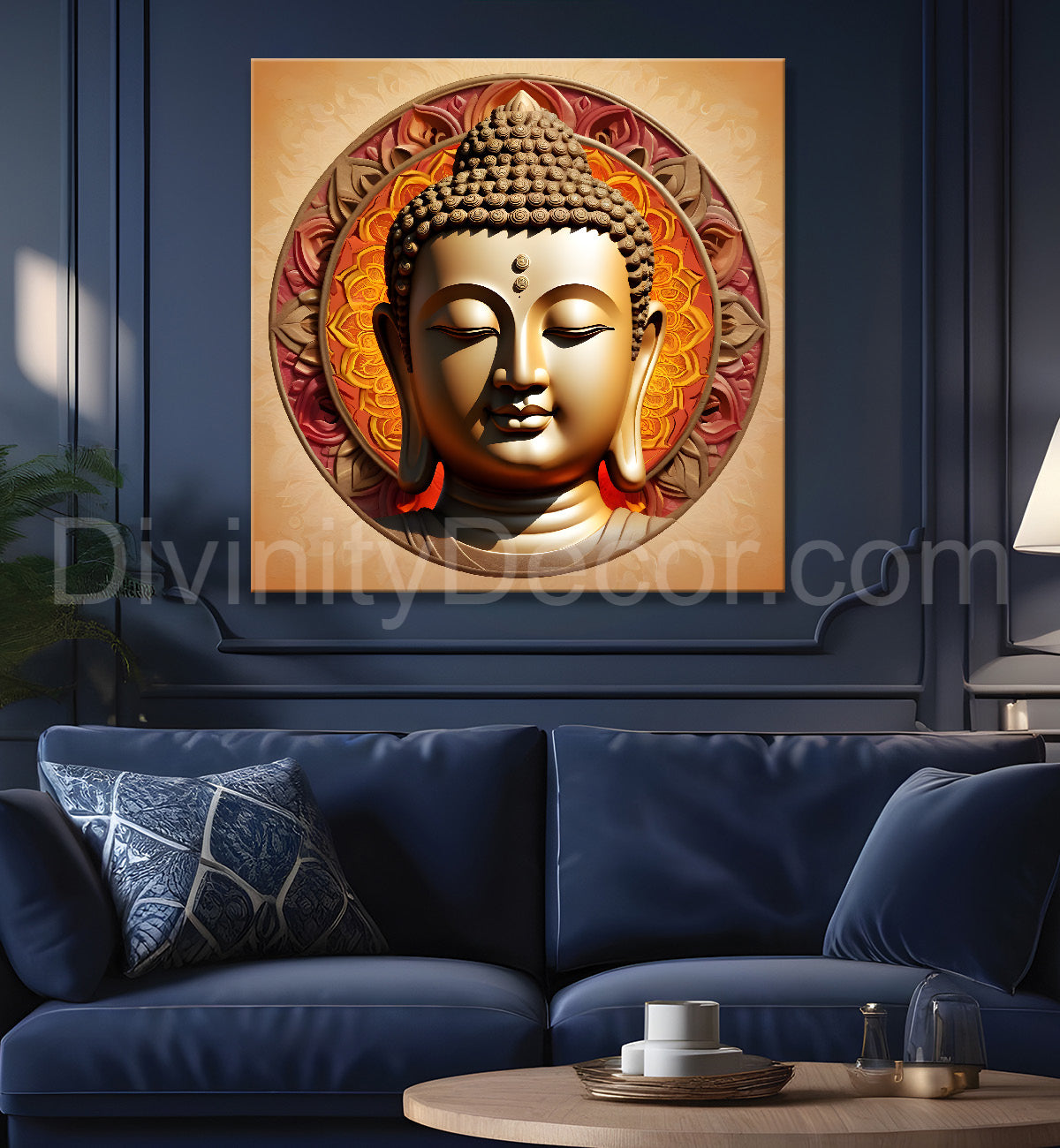 Golden buddha with mandala painting 24x24 inch Buddha-S-63