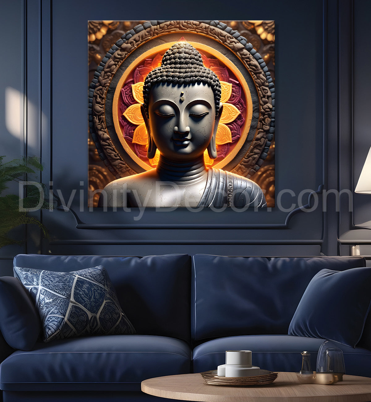Dark stone buddha painting  24x24 inch Buddha-S-64