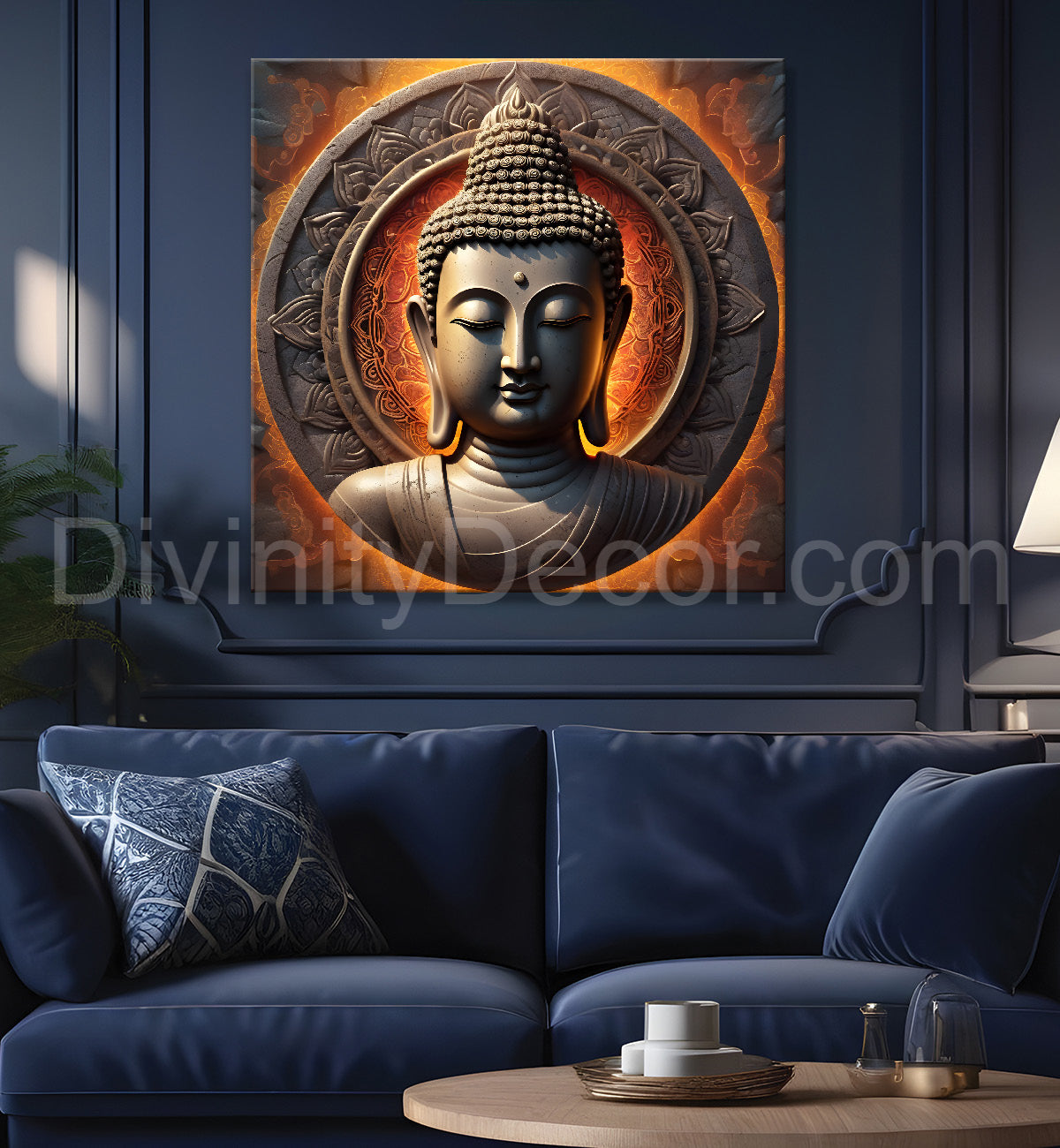 Dark stone buddha painting 24x24 inch Buddha-S-65
