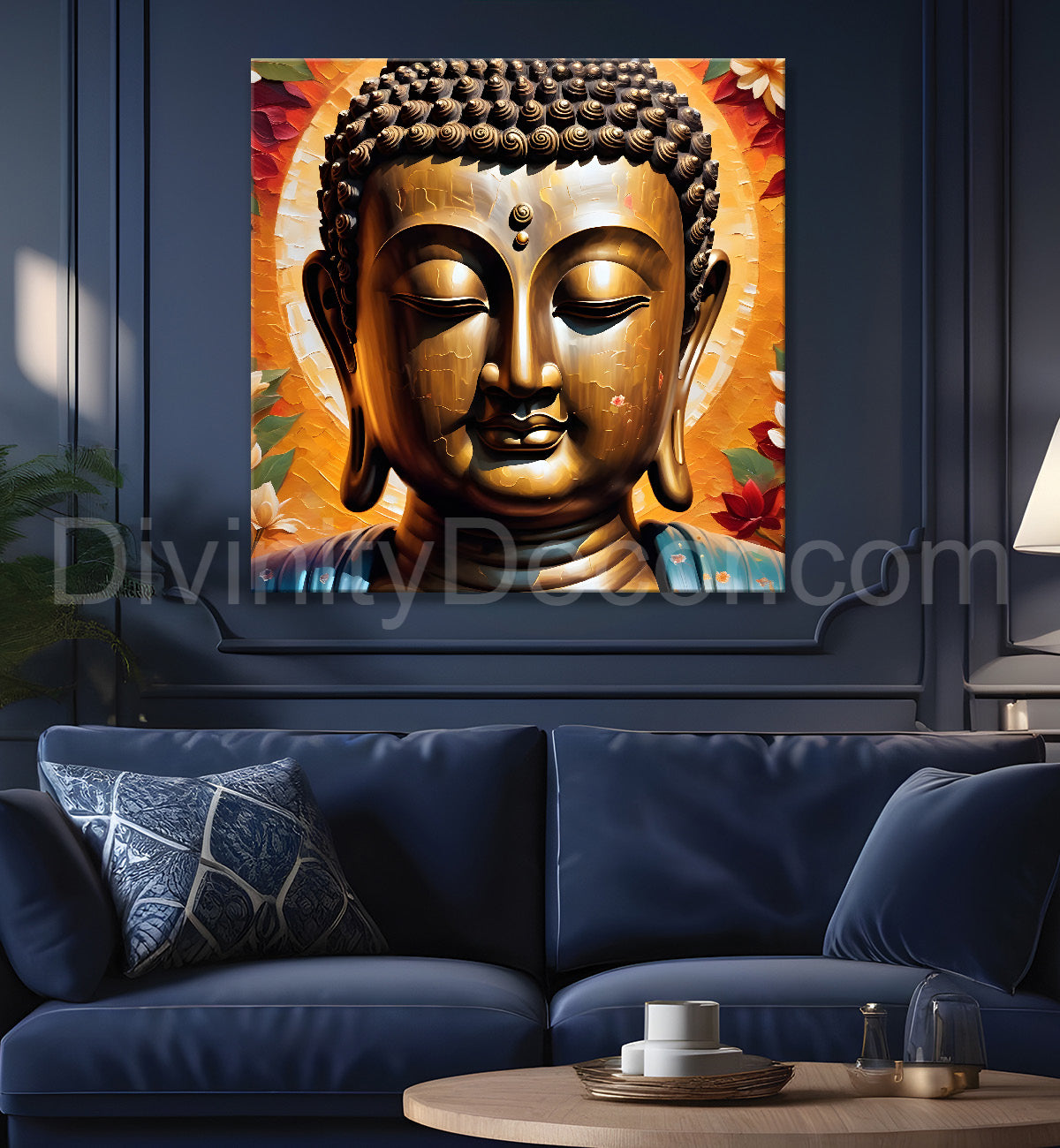 Golden buddha face painting 24x24 inch Buddha-S-67