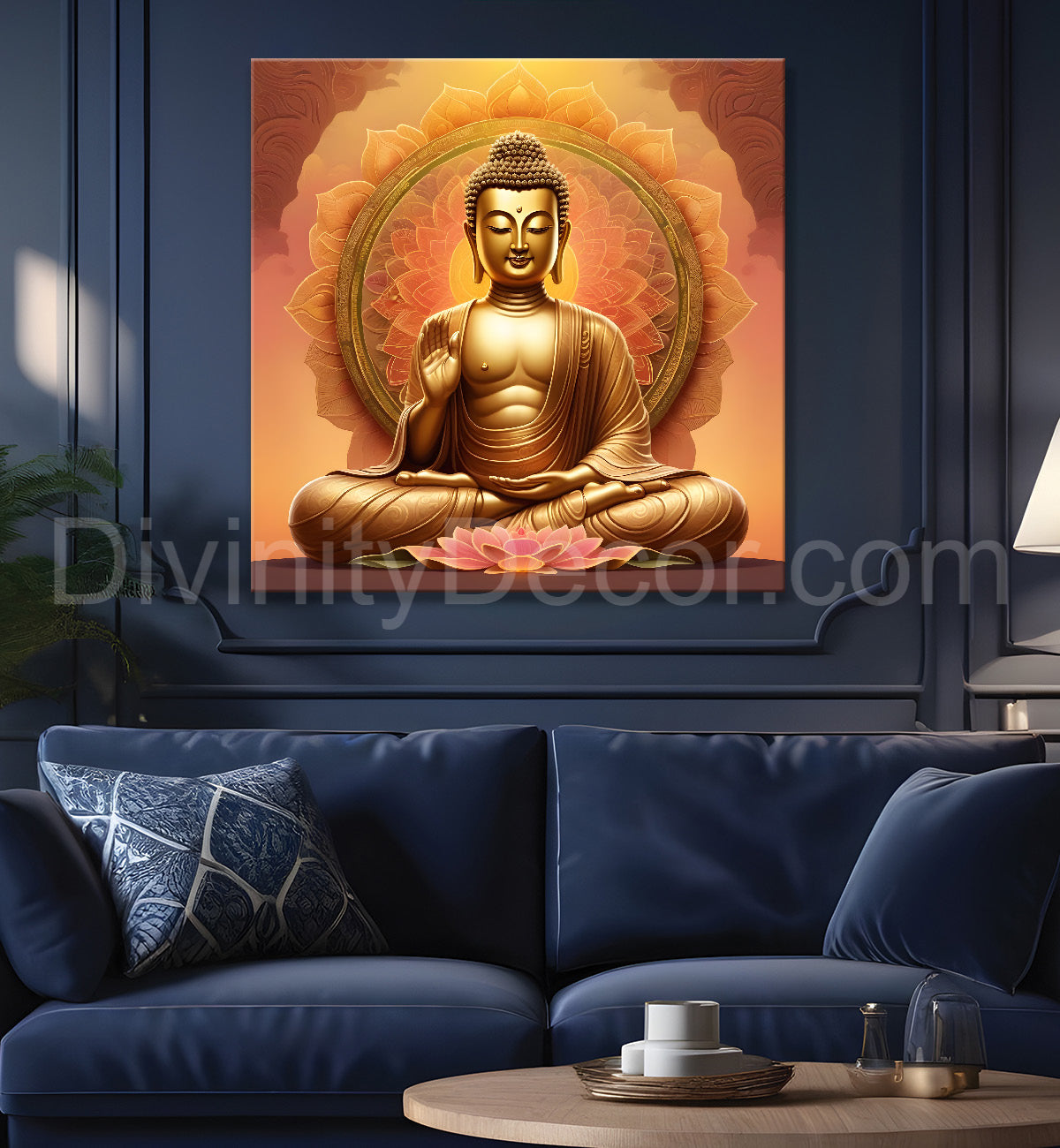 Golden buddha floral leaf painting 24x24 inch Buddha-S-76