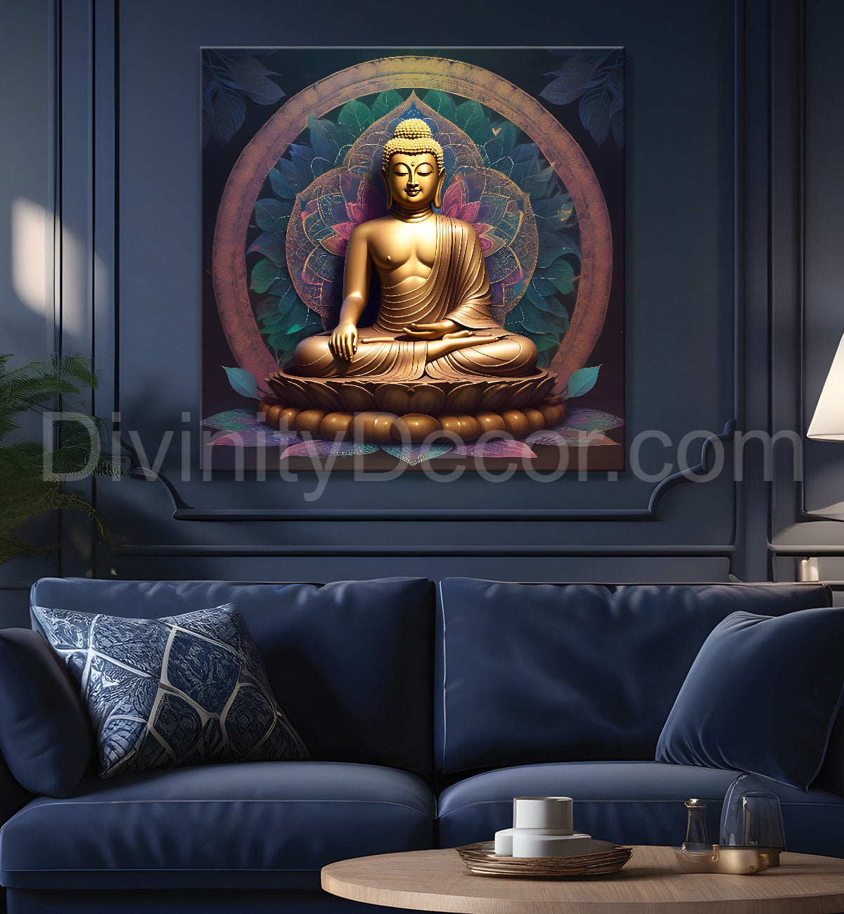 Golden buddha floral leaf painting 24x24 inch Buddha-S-77