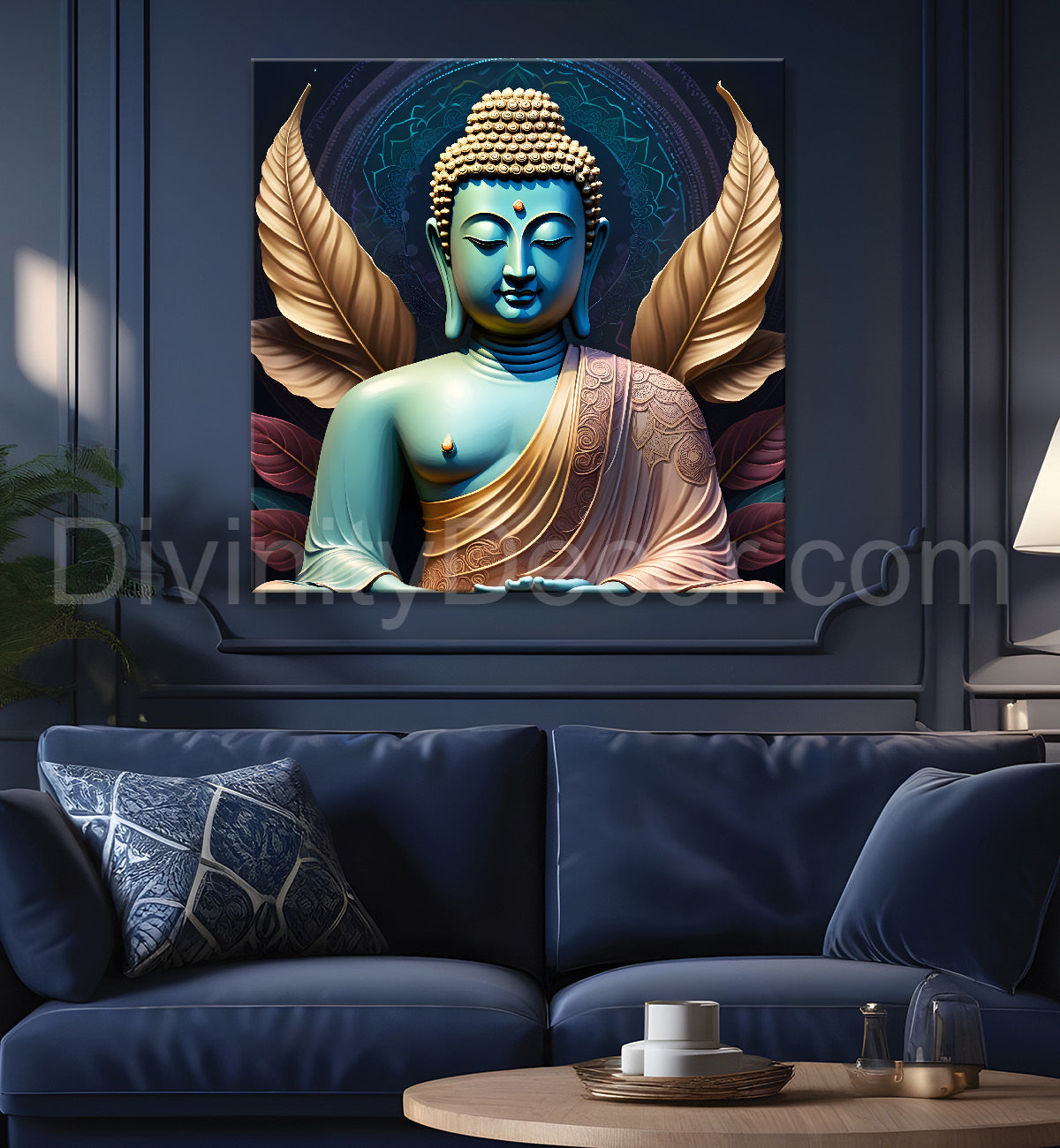 Blue golden theme buddha painting 24x24 inch Buddha-S-78