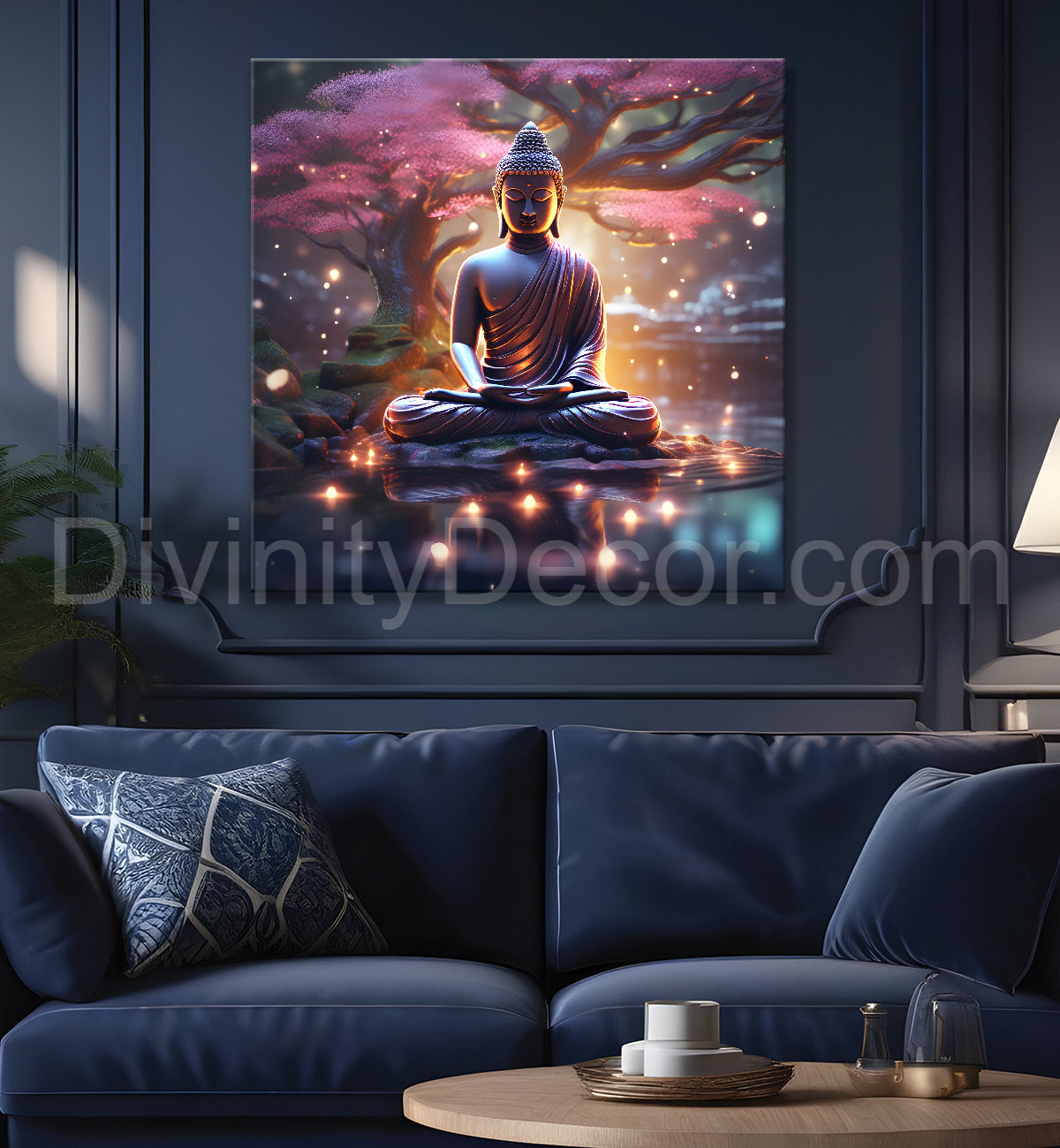 Lord Buddha sitting on lotus under water 24x24 inch Buddha-S-113