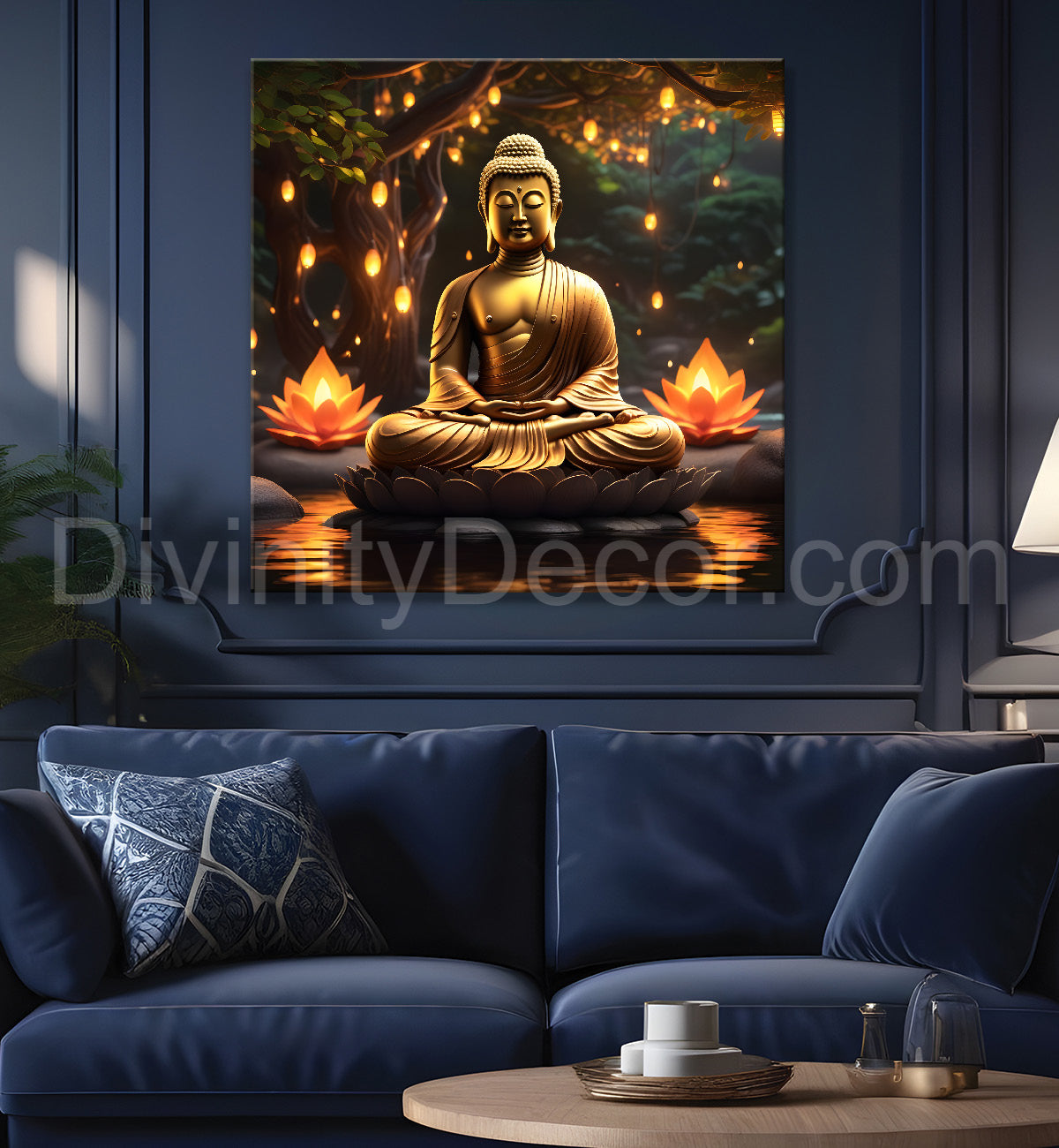 Lord Buddha sitting on lotus under water 24x24 inch Buddha-S-115