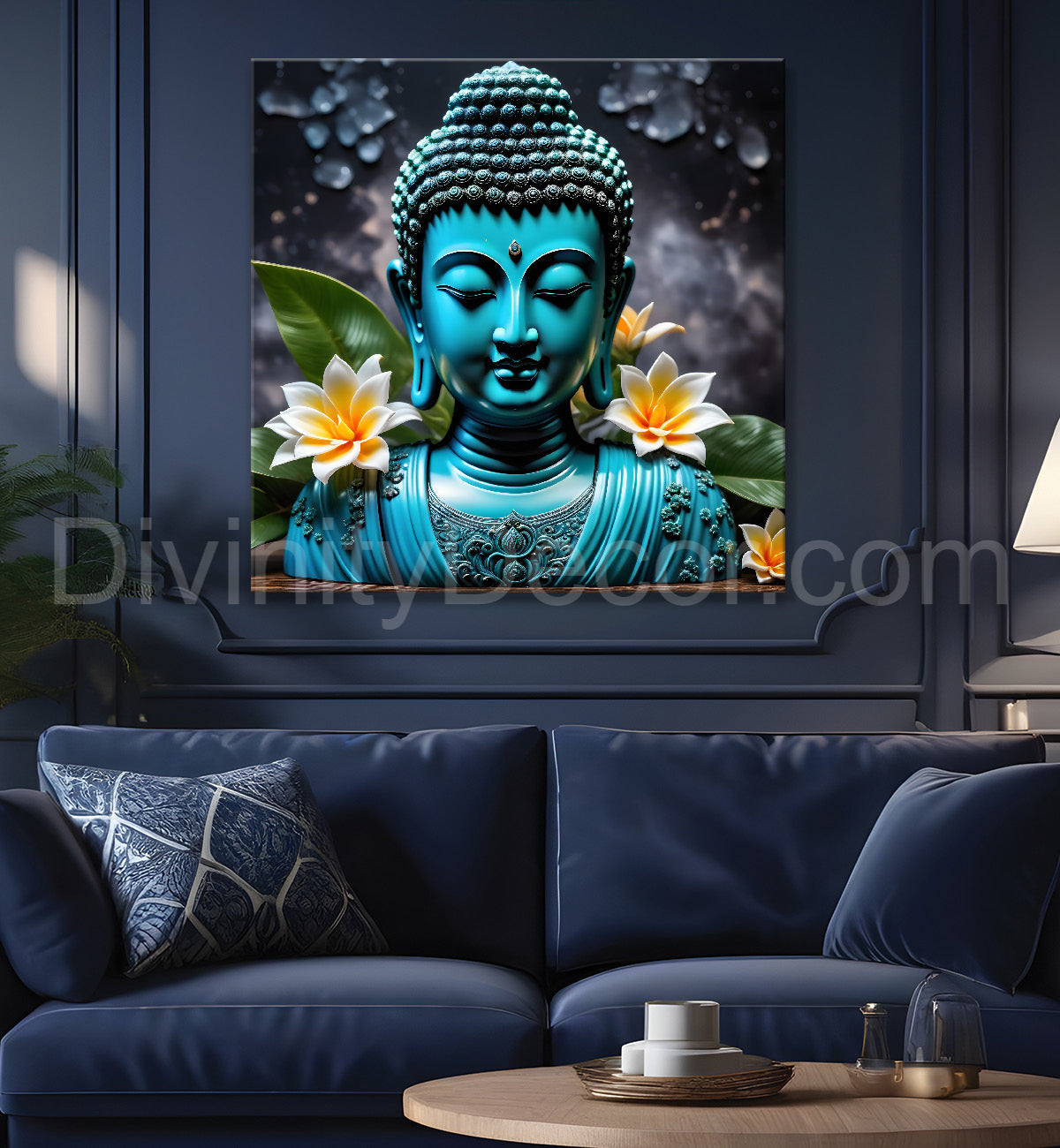 Lord Buddha Rasin art marble finish Golden painting 24x24 inch Buddha-S-151