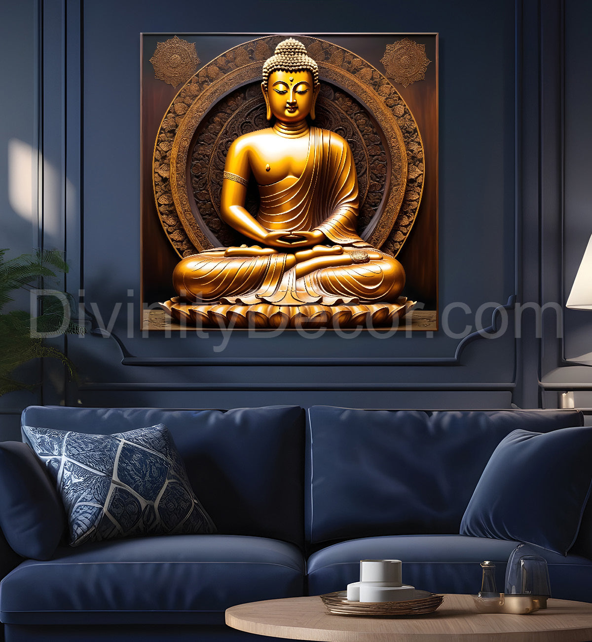 Buddha Painting Wooden Finish 24x24 inch Buddha-S-175