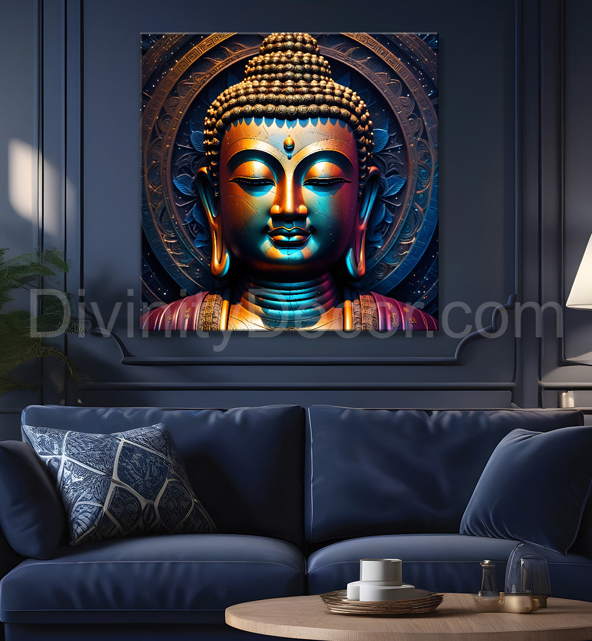 Buddha statue with cosmic light in background painting 24x24 inch Buddha-S-183