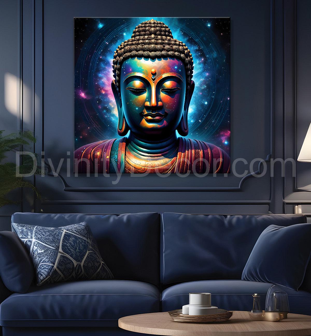 Buddha statue with cosmic light in background painting 24x24 inch Buddha-S-184