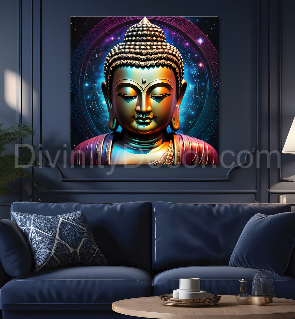 Buddha statue with cosmic light in background painting 24x24 inch Buddha-S-185