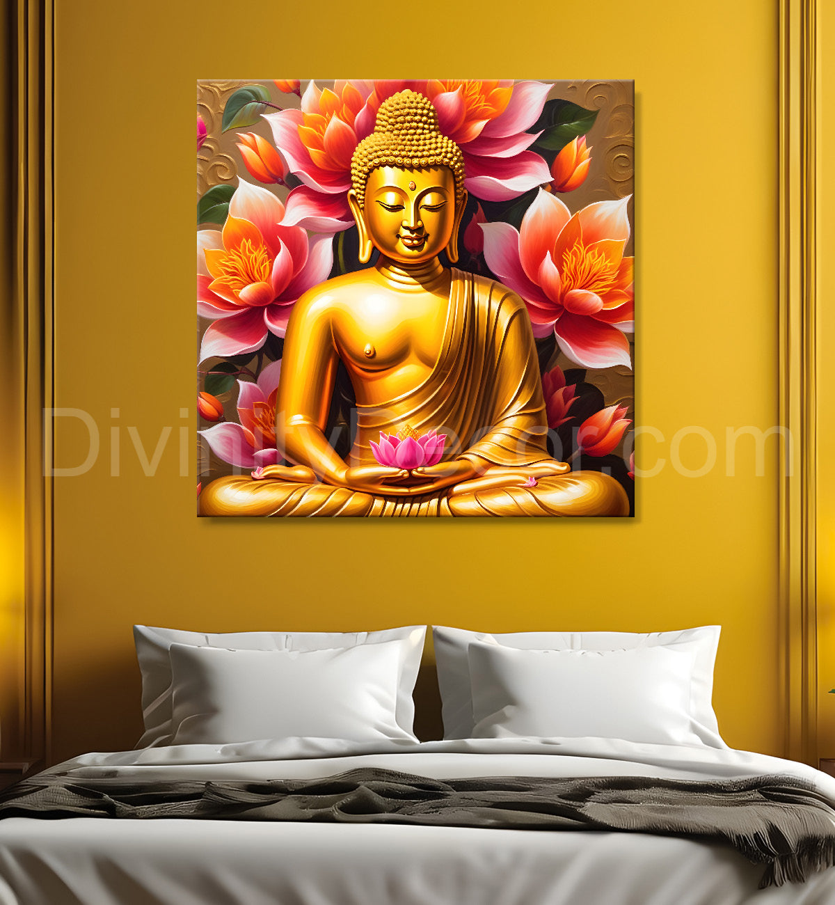 Golden Buddha Painting texturd painting 24x24 inch Buddha-S-1