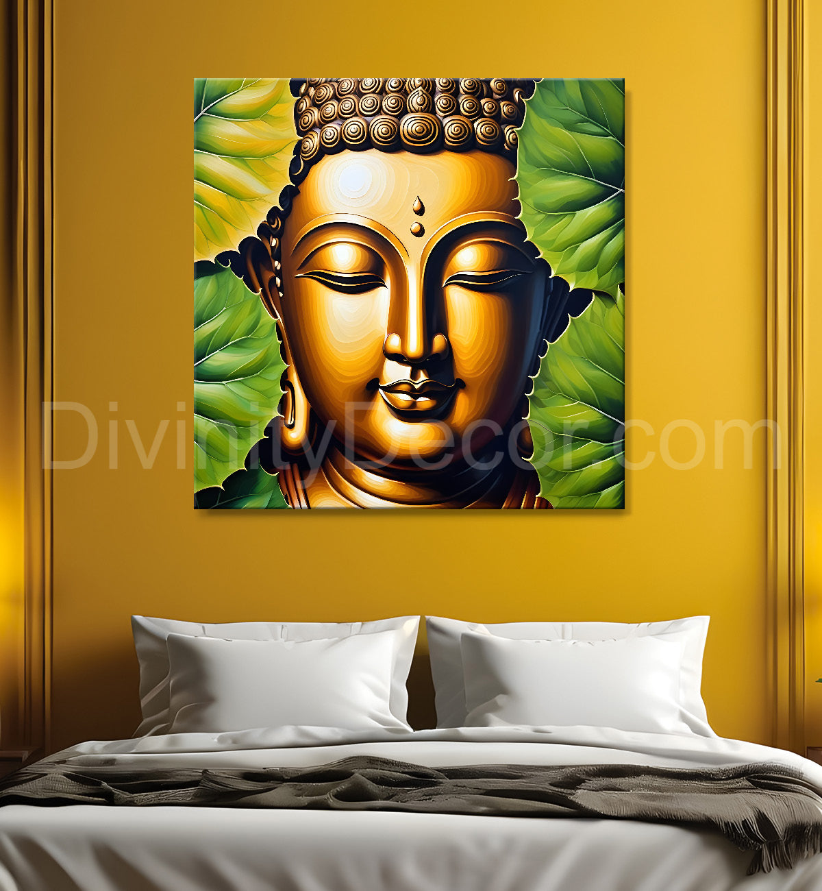 Golden Buddha Painting with textured color 24x24 inch Buddha-S-42