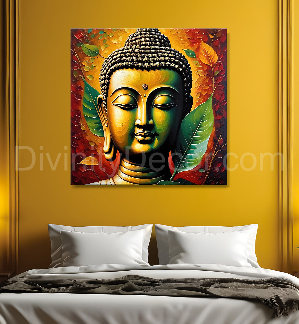 Golden Buddha Painting with textured color 24x24 inch Buddha-S-43