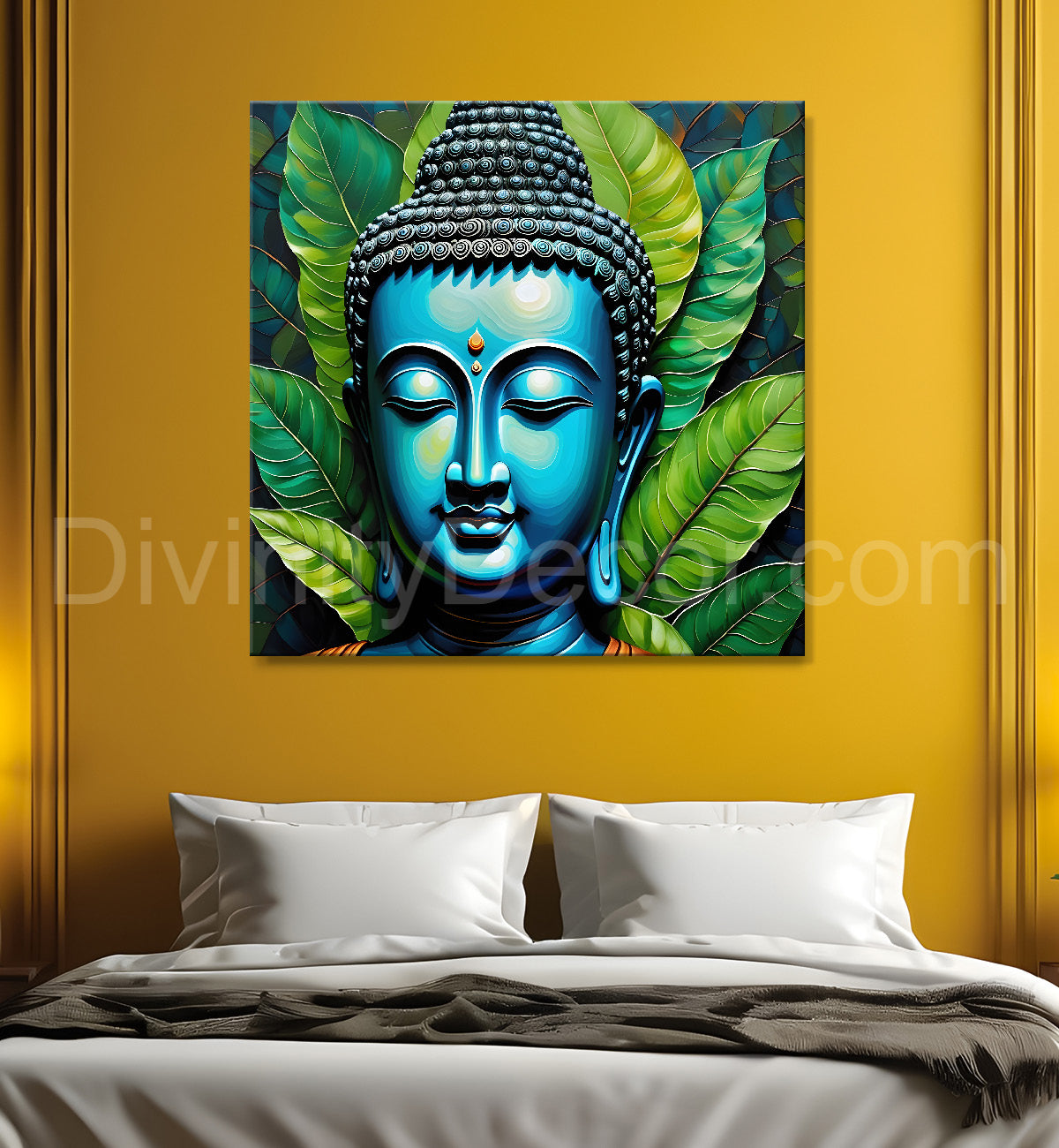 Golden Buddha Painting with textured color 24x24 inch Buddha-S-44