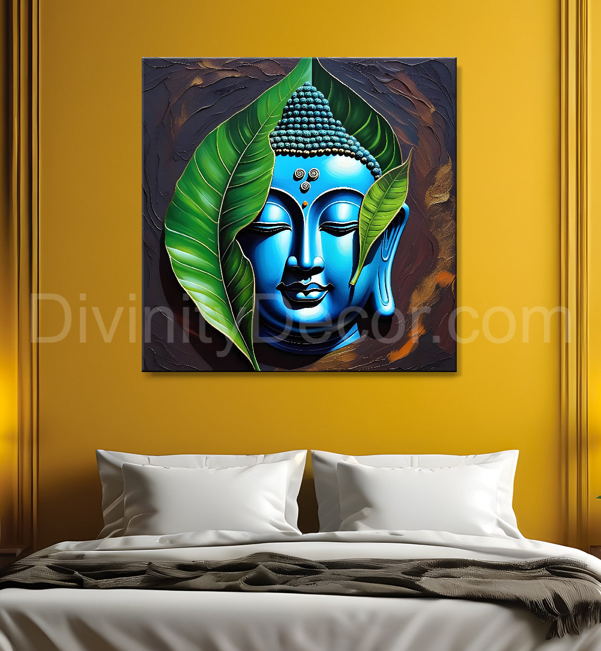 Golden Buddha Painting with textured color 24x24 inch Buddha-S-45